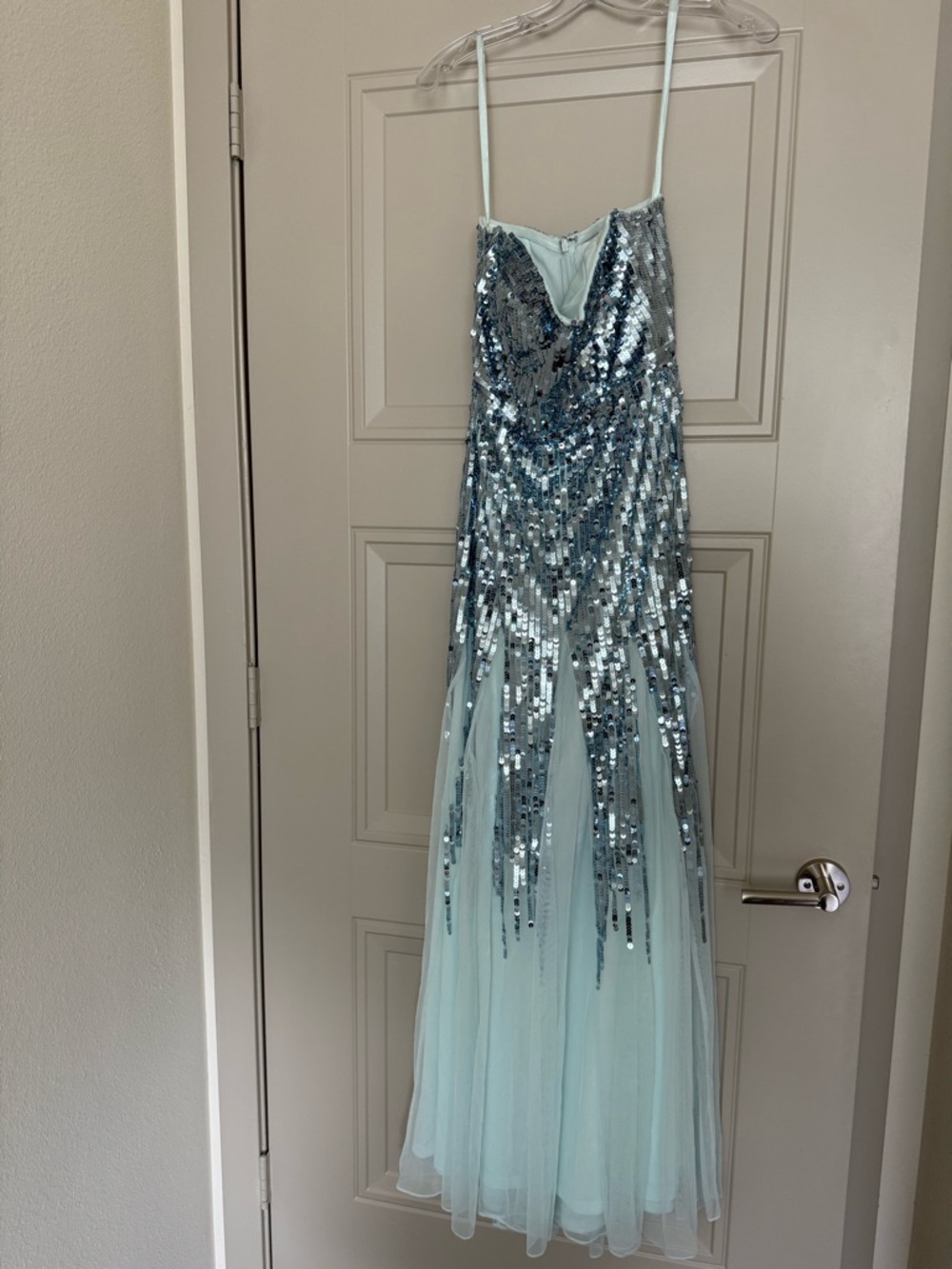 Mac Duggal Pale Blue Sequin Sweetheart Neckline Dress - Picture 5 of 7